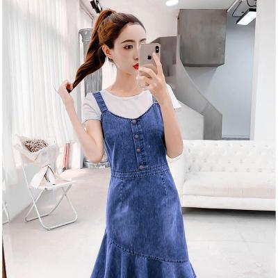 ĐẦM JEAN YẾM 2 DÂY ĐUÔI CÁ XÉO - NY843